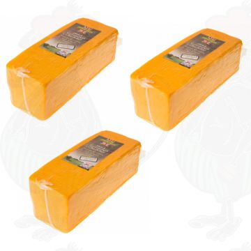 3 X Formaggio Cheddar Rosso - Delicato - Blocco | Insieme 7,5 kg