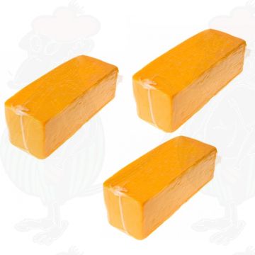 3 X Formaggio Cheddar Rosso - Delicato - Blocco | Insieme 7,5 kg