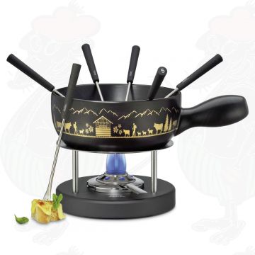 Cheese Fondue Set Montana - Black - Gold